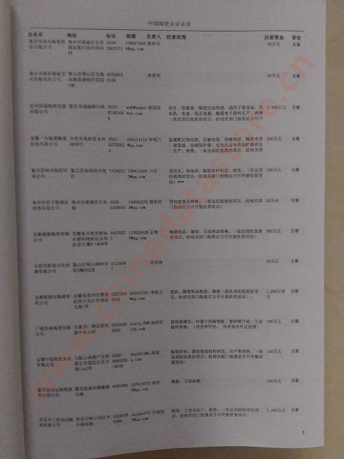 中國(guó)陶瓷企業(yè)黃頁(yè)可開(kāi)展精準(zhǔn)營(yíng)銷(xiāo)，電話營(yíng)銷(xiāo)、郵件營(yíng)銷(xiāo)、傳真營(yíng)銷(xiāo)等等多管齊下，圓您銷(xiāo)售冠軍夢(mèng)