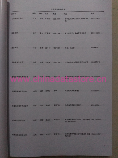 山東美容院企業(yè)黃頁收錄了最新的山東美容院企業(yè)名單，具有極高的營銷價值，實實在在提高銷售業(yè)績
