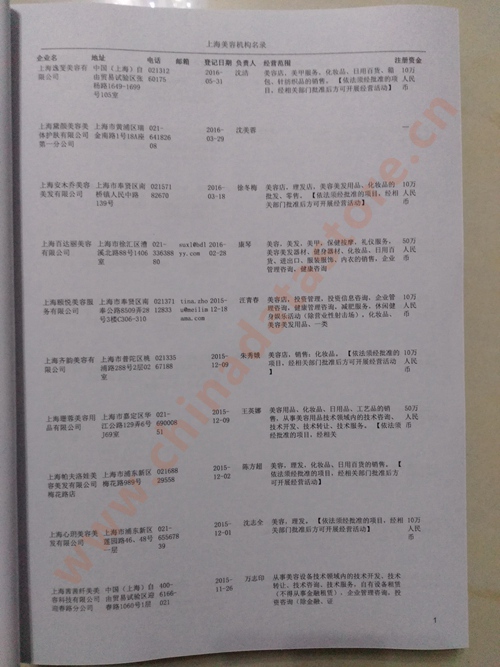 上海美容院企業(yè)黃頁收錄了最新的上海美容院企業(yè)名單，具有極高的營銷價值，實實在在提高銷售業(yè)績