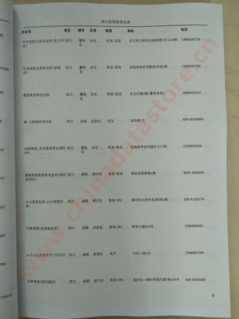四川美容機構(gòu)企業(yè)黃頁收錄了最新的四川美容機構(gòu)企業(yè)名單，具有極高的營銷價值，實實在在提高銷售業(yè)績